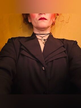 Vintage 1980s Black Rayon Triple Collared Careercore Blouse sz L